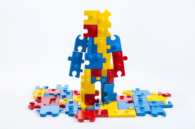 Всемирный день распространения информации об аутизме Абстрактный фон из головоломок Генерирующая иллюстрация ИИ