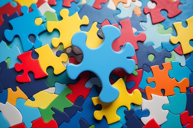 World autism awareness day background of a multicolored puzzle piece