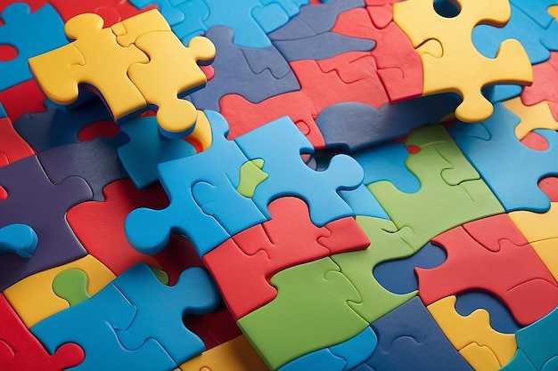 World autism awareness day background of a multicolored puzzle piece