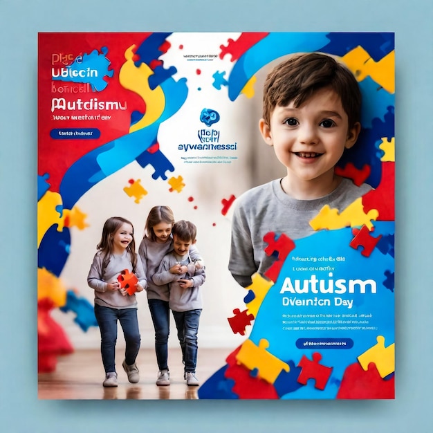 World Autism Awareness Day Banner Template Flat Illustration Editable of Square Background Suitable for Social media or Greetings Card