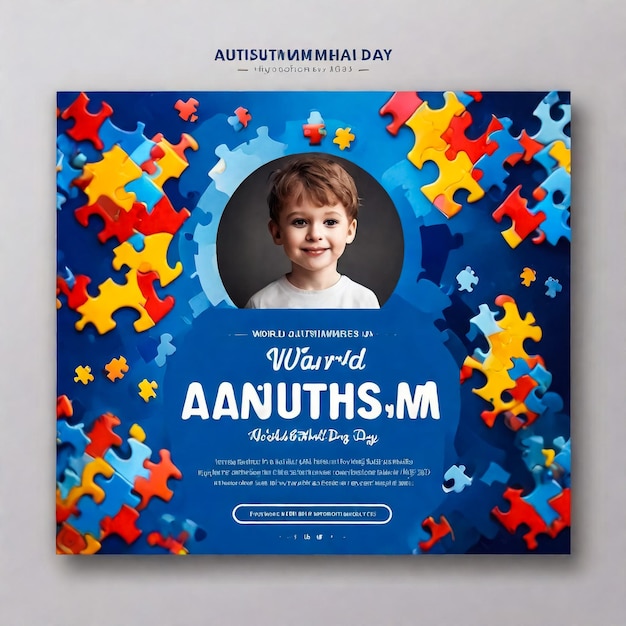 Photo world autism awareness day social media post banner design template set world autism day colorful puzzle vector banner symbol of autism autism health care