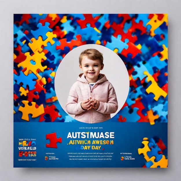 World autism awareness day social media post banner design template set World autism day colorful puzzle vector banner Symbol of autism autism Health care