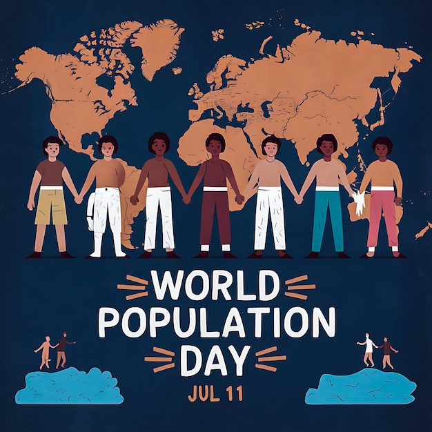World background with people World population day