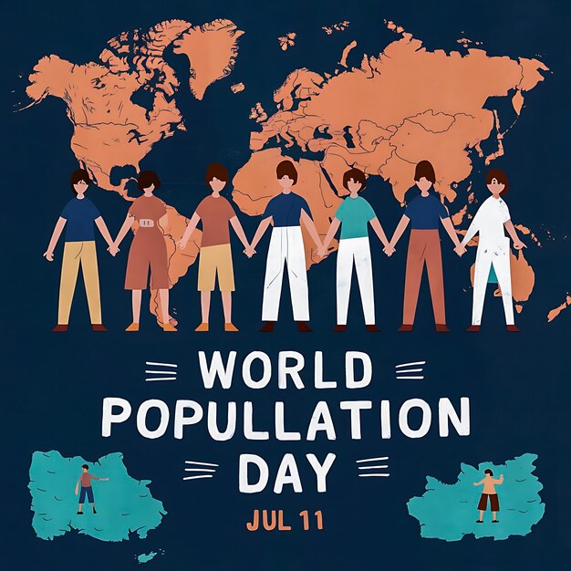 World background with people World population day