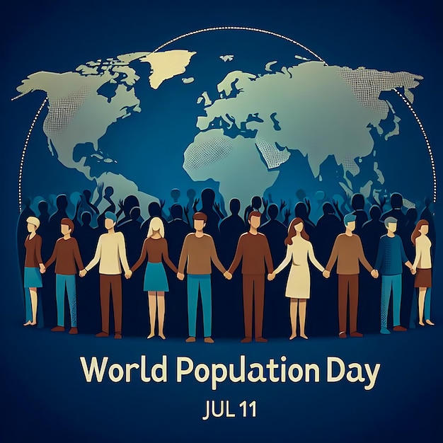 World background with people World population day