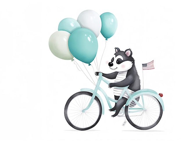 World bicycle day cartoon badger have bicycle ride Post processed AI generated image