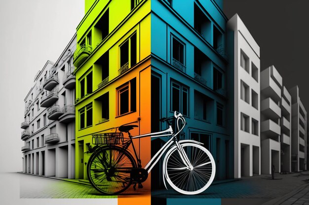 Foto il concetto di giornata mondiale della bicicletta nel design grafico in colori scuri generato dall'ai