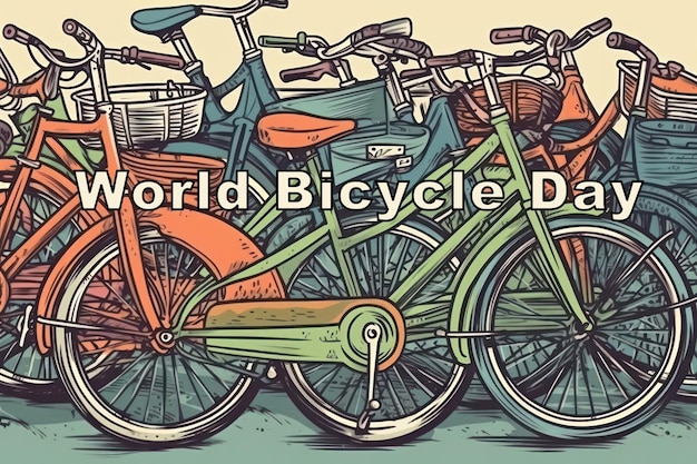 Photo world bicycle day created using generative al tools