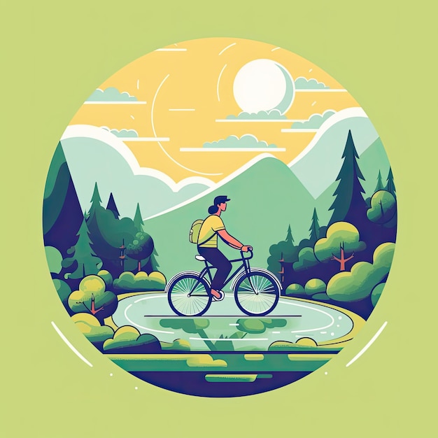 Photo world bicycle day hand drawn flat illustration concept illustration flat vector art flat icon ai generated