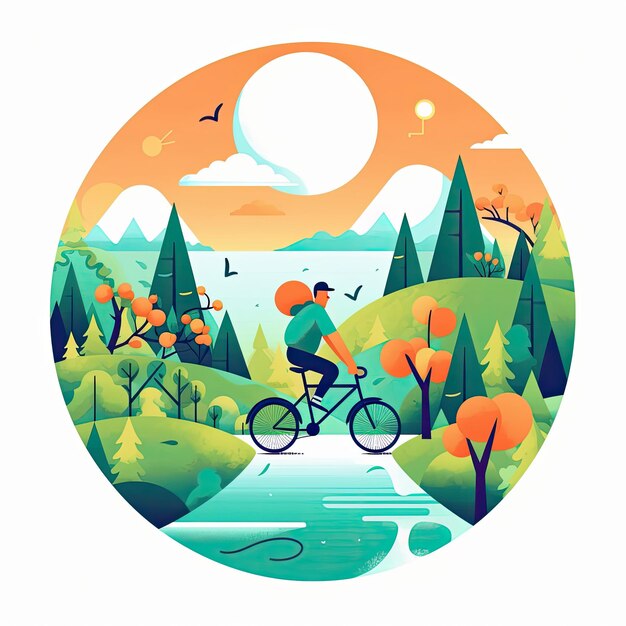 Foto giornata mondiale della bicicletta disegnata a mano illustrazione piatta concetto illustrazione arte vettoriale piatta icona piatta ai generato