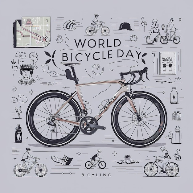 Фото Всемирный день велосипеда изолирован на заднем плане