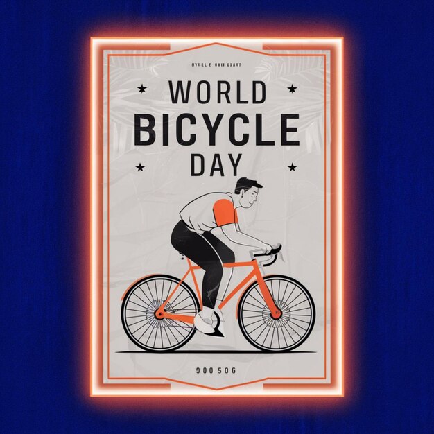 Photo world bicycle day poster illustration