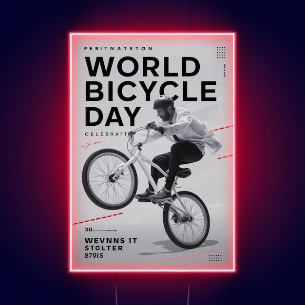 Photo world bicycle day poster illustration