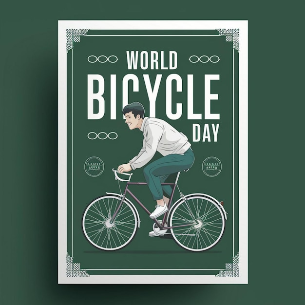 Photo world bicycle day poster illustration