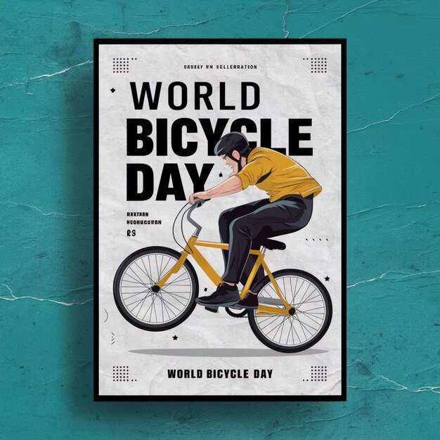 Photo world bicycle day poster illustration