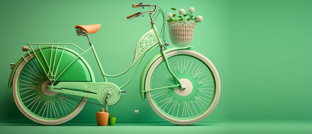 World Bicycle Day with green bicycle Generative ai