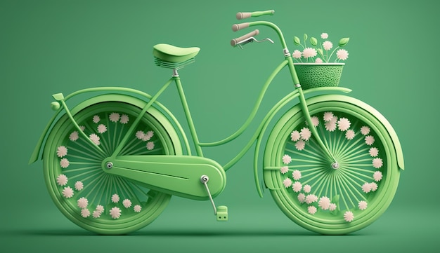 World Bicycle Day with green bicycle