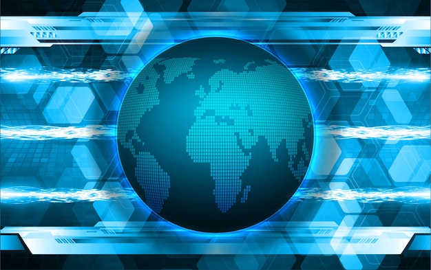 Мировая двоичная плата будущих технологий синий hud концепция кибербезопасности фон