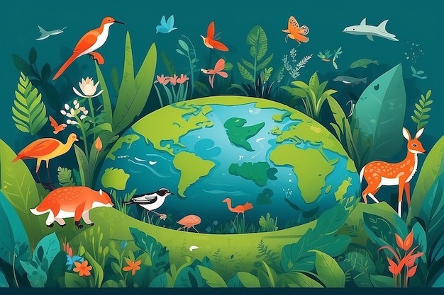 World Biodiversity Day Vector Illustration with Biological Diversity
