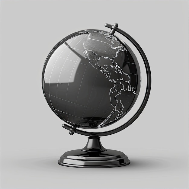 The world in black and white on a white background