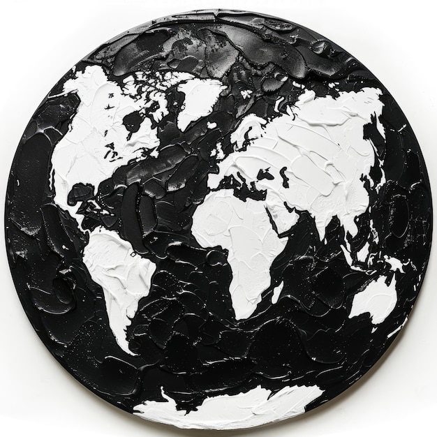 The world in black and white on a white background