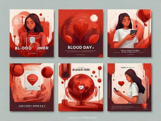 Photo world blood donor day social media stories vector flat design