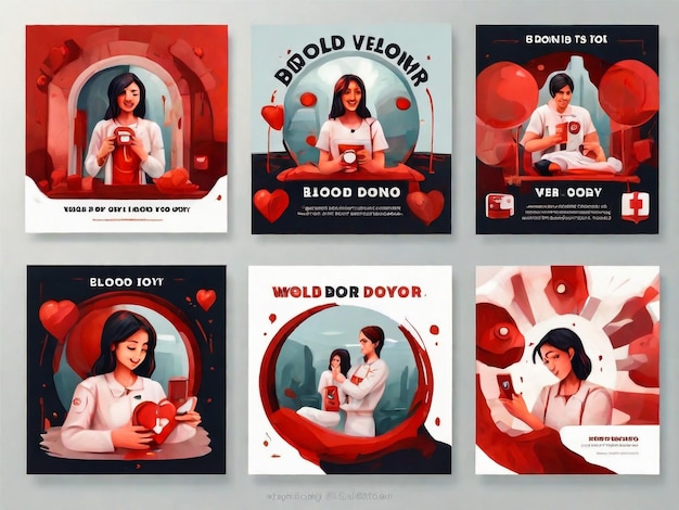 Photo world blood donor day social media stories vector flat design