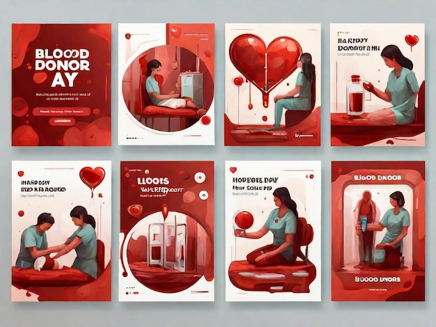 Photo world blood donor day social media stories vector flat design