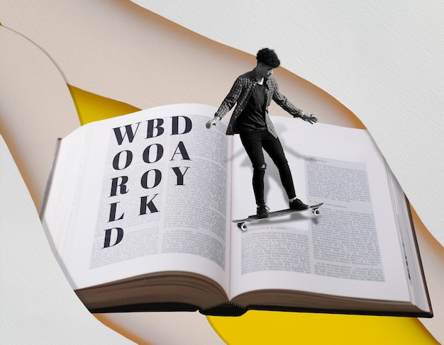 Foto collage astratto della giornata mondiale del libro