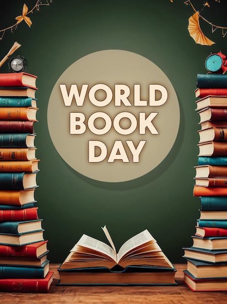 Photo world book day concept book background copyspace
