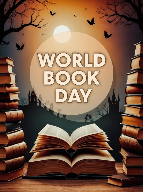 Photo world book day concept book background copyspace