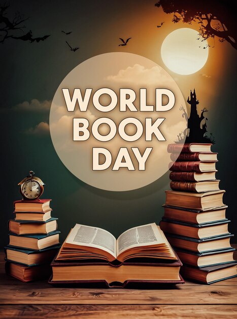 Photo world book day concept book background copyspace