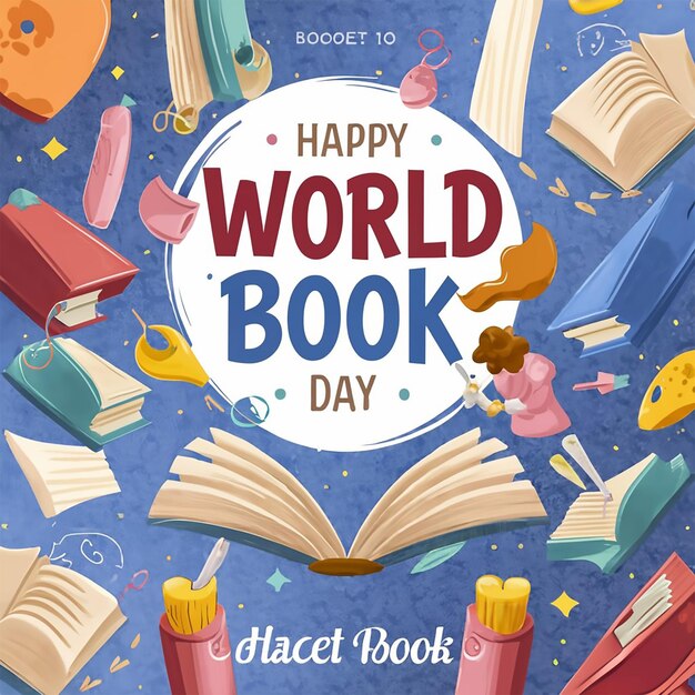 Photo world book day social media post template