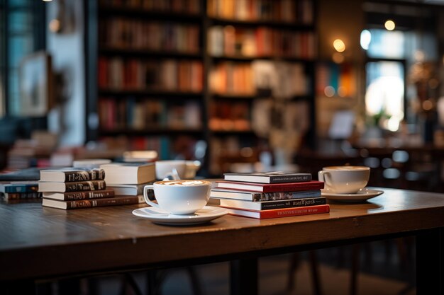 World book day stack of books cafe bookstore