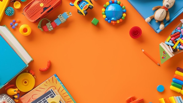 world book day toys on orange background