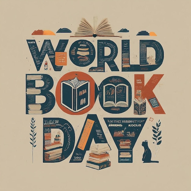 world book day vector illustration for greeting card poster banner or poster