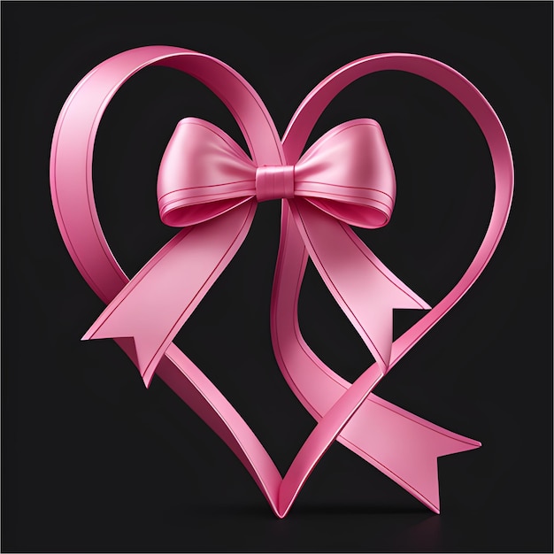 Foto nastro dell'illustrazione della giornata mondiale del cancro al seno con forma d'amore