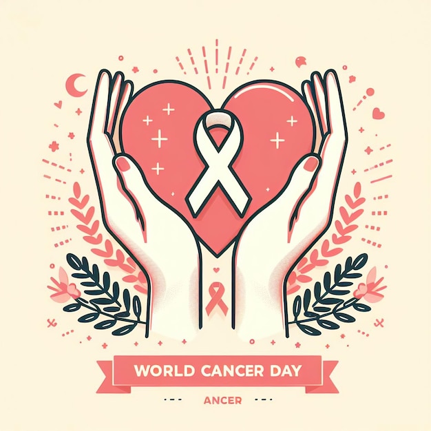 World cancer day heart symbol awareness design illustration