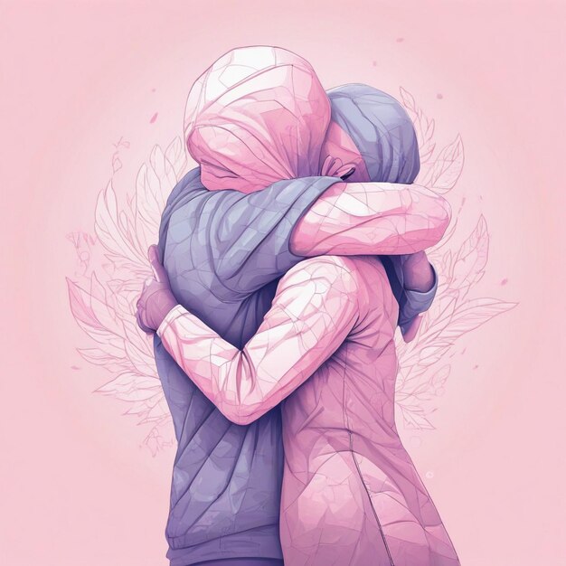 World cancer day with people hugging