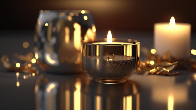 Photo world candle day,cinematic,gold and silver bokeh