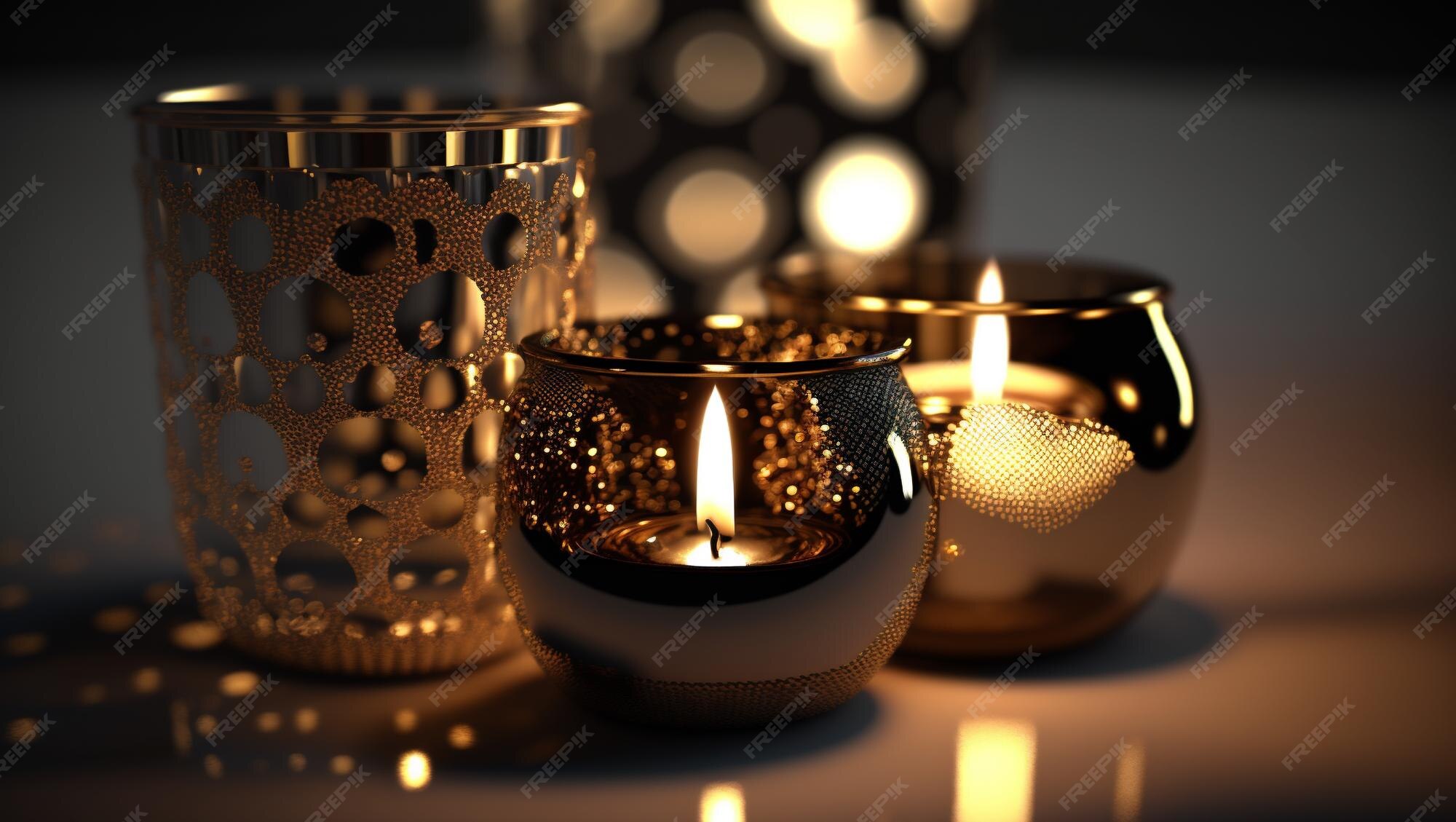 Premium Photo World candle day,cinematic,gold and silver bokeh