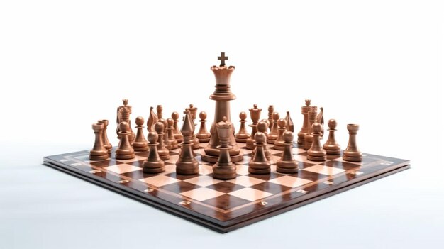 Photo the world of chess and business on white background ai generative