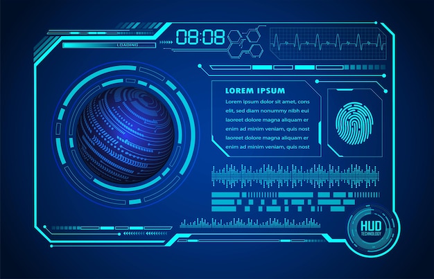 world circuit board future technology blue hud cyber security concept background