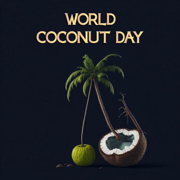 Premium Photo World Coconut Day Greetings World Coconut Day Poster