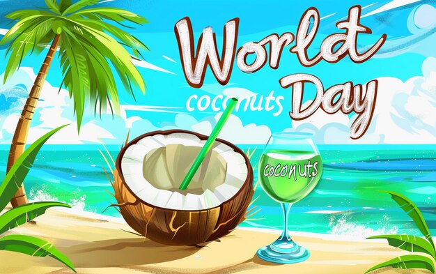 Photo world coconut day special background image