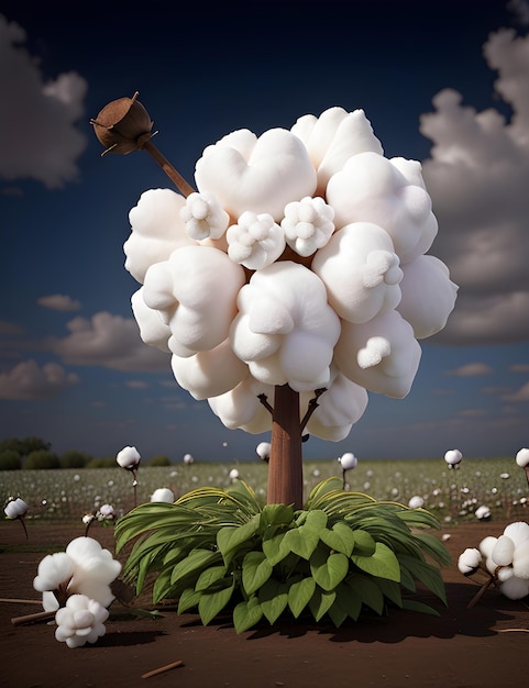 World Cotton Day a cotton tree Ai generated