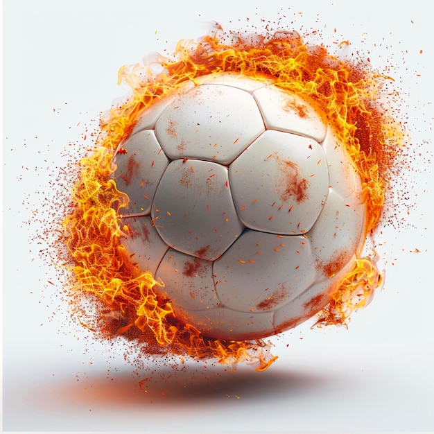 Логотип чемпионата мира на белом футбольном мяче, летящем в пламени Международный футбол