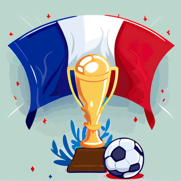 World cup trophy with the flag of france