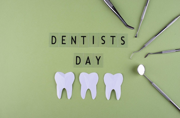 World dentists day concept with stomatology tools