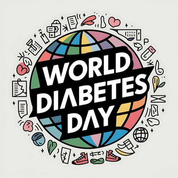 Photo world diabetes day illustrationtypography